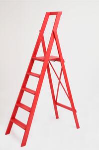 Scala Cinque gradini richiudibile BIBO 5 in Faggio Massello Dimensioni H100 cm 54x11x188 cm Peso 9 Kg Rosso