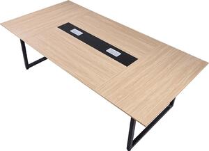 Tavolo da conferenza - Tavolo rettangolare per riunioni/riunioni - 240 x 120 cm - Per 10 persone - Robuste gambe in metallo - Tavolo multiuso per ufficio e sala conferenze - Marrone