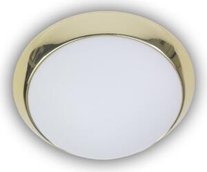 Plafoniera rotonda, vetro opalino opaco, anello decorativo in ottone lucido Ø 45 cm, lampada da ufficio