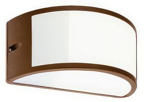 Applique in pressofusione di alluminio UMBE APERTA APPLIQUE APERTA E27 Dimensione 25x12xh 13,2 Diffusore in termoplastico opalino colore CORTEN