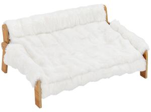 Divanetto per Cani e Gatti Rialzato 70x47x30 cm con Copertura Rimovibile e Piedini Antiscivolo in Peluche e MDF Bianco