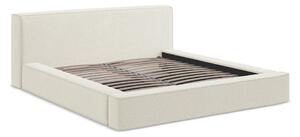 Letto matrimoniale imbottito color crema con contenitore e rete inclusi 160x200 cm Noho – Makamii