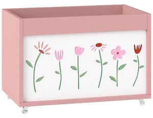 AIYAPLAY Baule Portagiochi per Bambini 3-8 Anni con Ruote, 34.5L, Capacità 15 kg, 50x30x33.5 cm, per Cameretta, Rosa | Aosom Italy