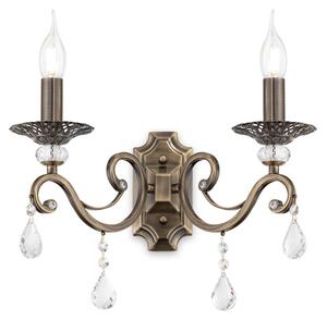 GRACE APPLIQUE 2 LUCI IN METALLO FINITURA BRONZO STILE CLASSICO CON LAMPADINE A VISTRA ATTACCO E14