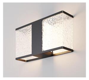 FLOEVA APPLIQUE DA ESTERNO RETTANGOLARE IP65 IN ACRILICO E METALLO NERO LUCE DIFFUSA DESIGN MODERNO