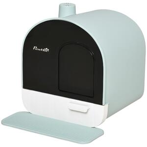 PawHut Lettoia per gatti con tettuccio e coperchio, tappetino per lettiera verde