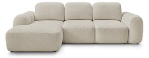 Divano angolare beige allungabile/con contenitore (con penisola a sinistra/con chaise lounge) con rivestimento in bouclé Montaigne – Bobochic Paris