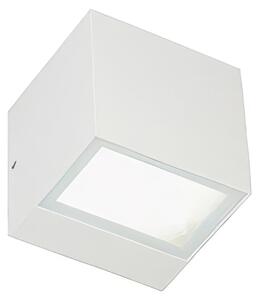 Applique Biemissione in alluminio pressofuso BOX APPLIQUE MINI 5,5W 5,5W LED 3000K Dimensioni 9x8,5xh 8,5 cm Diffusori in vetro trasparente colore BIANCO