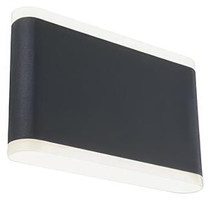 Applique in alluminio pressofuso WAVE APPLIQUE DOPPIA 7W 7W LED 4000K Dimensioni 17,5x5xh 10.6 cm Diffusore in termoplastico opalino colore GRAFITE