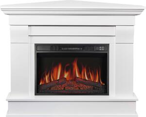 ArtiFlame Camino elettrico Albion Corner AF23S Camino elettrico ad angolo con riscaldamento da 1800 W, effetto fiamma 3D realistico, illuminazione a LED, telecomando, bianco