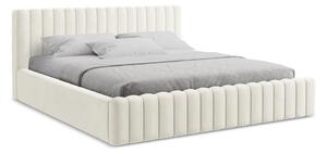 Letto matrimoniale imbottito color crema con contenitore con rete inclusa 140x200 cm Lemi – Makamii