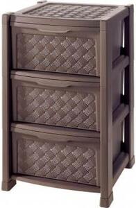 Tontarelli Cassettiera Multiuso 3 Cassetti in Plastica 39x39x63.5 cm colore Weng - 8025646909