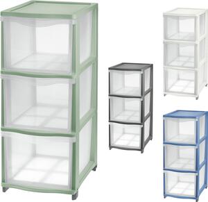Tontarelli Cassettiera Multiuso 3 Cassetti in Plastica cm. 26,8x37xh.63,1 colore Trasparente/Grafite - 8025307-AK5 Cover Line