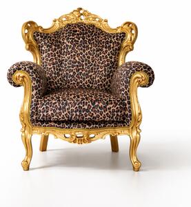 Poltrona Barocca Caterina - Foglia Oro, Tessuto e Velluto – Artigianato Italiano di Lusso