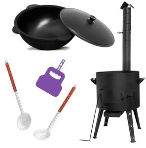 Ø40 Uchag, tubo di scarico in acciaio da 2 mm, 12 litri, griglia per Kazan, mestolo, mestolo da minestra, Uchag, Uchag, Kazan, cucina da campo, cucina all'aperto, fornello per stufati, fornello da campo