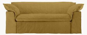 Divano 3 posti in lino color ocra bruciata Nomad, 204 cm