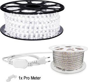 Striscia LED bianco freddo da 10 m, 60x 5050 SMD al metro - IP65 per interni ed esterni