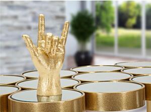 Mano Dorata Statuetta Gesto Dell 'YEAH Dimensioni 14,5x7xh 22,5 cm in resina decorata a mano colore Oro Lucido
