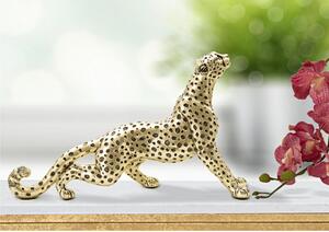 Statua leopardo seduto LEOPARD POINT Dimensioni 33x7,7xh 19,5 cm- Lavorazione point dorata e nera