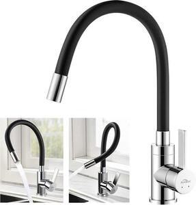 Rubinetto da cucina nero con tubo flessibile e rotazione a 360 gradi
