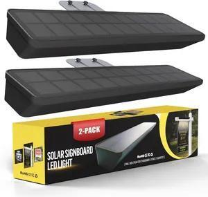 Solarsys – Set da 2 luci solari per insegne da esterno, lampada solare a LED IP65 con sensore crepuscolare, 6000K bianco freddo, per numeri civici, insegne immobiliari e aziendali