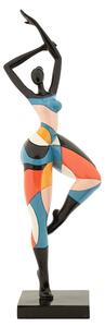 Scultura di donna che balla colori linee vivaci e sgargianti, CONTEMPORANEO DONNINA DANCE RUBIC -B-Dimensioni 11,5x9x h38 cm in Polyresin multicolor