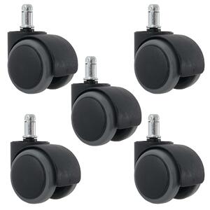 Set di 5 rotelle per pavimenti duri HWC-H86, rotelle per sedie da ufficio, portata 150 kg Ø 11 mm ~ grigio
