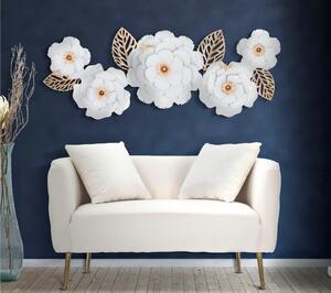 Pannello decorativo 3D dorato richiama le foglie i fiori e la natura WHITE DECO 158x9xh 60 cm peso 5,5 kg ORO e Bianco metallo
