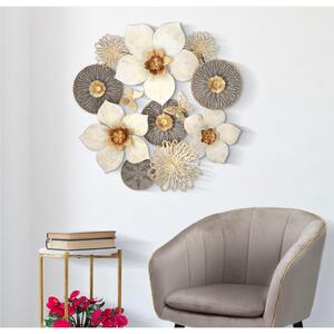 Pannello decorativo 3D da parete composto da foglie ,RIDY, 72,4x7x h 74,5 cm peso 1,700 kg impreziositi da farfalle dorate