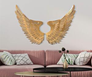 Coppia di pannelli decorativi 3D da parete raffiguranti un paio di ali, ALI LIGHT, 90x3,5x 43,5 cm peso 1,500 kg colori oro