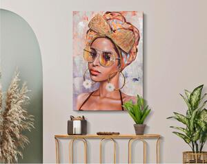 Dipinto su tela, quadro con telaio in legno JENNIFER 70x3x h 100 cm decoro raffigurante il volto di donna multicolore