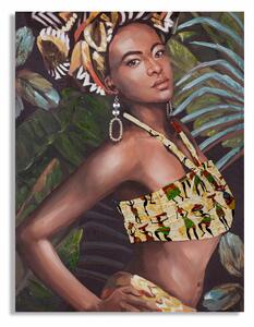 Dipinto su tela, quadro con telaio in legno KELLY 90x3x h 120 cm decoro raffigurante il volto di donna multicolore