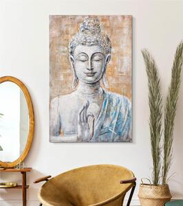 Dipinto su tela, quadro con telaio in legno il volto di Buddha 80x3x h 120 cm decoro raffigurante il volto di BUDDHA multicolore
