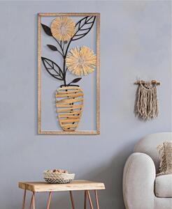 Pannello decorativo 3D legno e ferro, WALL PANEL VASO , 40x3,5xh80 cm peso 1,500 kg composto da un vaso fiori marrone e nero