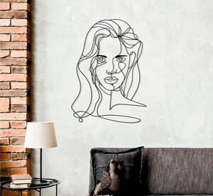 Pannello decorativo 3D da parete in metallo nero FACE 57x1,3x h 80 cm peso 1,0 kg tratti delicati e sinuosi che vanno a comporre una ragazza seduta