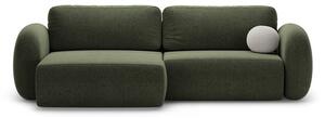 Divano angolare verde allungabile/con contenitore con rivestimento in ciniglia Tonale – Cosmopolitan Design