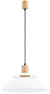 Lampada a sospensione TROPIC, bianco e legno chiaro, 1xE27x60W, vetro, dimensioni: 85x44x44 cm, IP20, Alfa