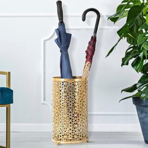 Portaombrelli Rotondo In metallo Dorato GLAM Dimensioni � 24X42 cm peso 1,00kg, decori geometrici colore oro