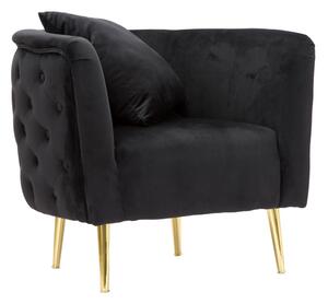 Poltrona in Velluto telaio in metallo Dorato BUCAREST Dimensioni 71x76x h74 cm peso 14 kg rivestimento completamente sfoderabile colore nero