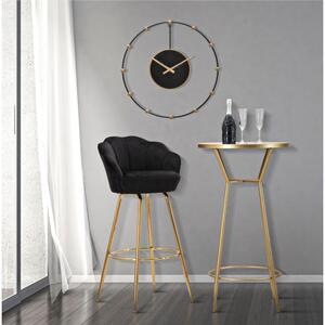Sgabello bar in velluto imbottito nero con gambe in legno VIENNA NERO 55x53xh 110 cm - peso 7 kg set gambe Metallo dorato design petali di fiore