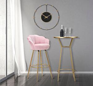 Sgabello bar in velluto imbottito rosa con gambe in legno VIENNA ROSA 55x53xh 110 cm - peso 7 kg set gambe Metallo dorato design petali di fiore rosa