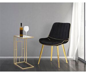 Tavolinetto da divano rettangolare i In Metallo Dorato, SOFA TABLE, Dimensioni 40,5x25,5x60 cm in metallo verniciato Oro e Vetro