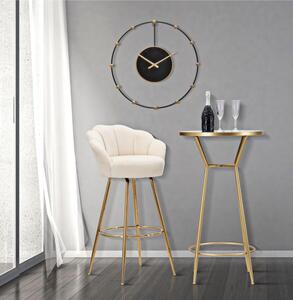 Sgabello bar in velluto imbottito crema con gambe in legno VIENNA CREMA 55x53xh 110 cm - peso 7 kg set gambe Metallo dorato design petali di fiore