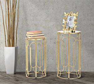Porta telefono, Coppia Tavolinetti Rotondi, Comodino in metallo ARTY Dimensioni � 36,5x70-31x60cm in metallo ORO