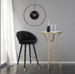 Sgabello bar in velluto imbottito nero con gambe in legno PRAGUE NERO 55x56xh 104 cm - peso 8 kg set gambe Metallo dorato