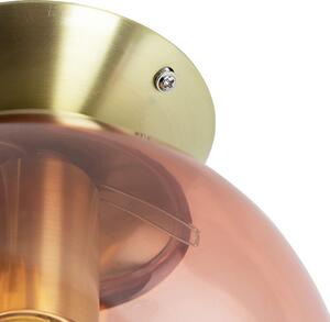 QAZQA - Lampada da soffitto Art Déco in ottone con vetro rosa - Pallon I soggiorno I camera da letto - sfera I sferica - LED adatto E27