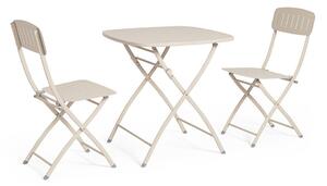 Set da pranzo da giardino beige in acciaio per 2 persone Yvonne – Bizzotto