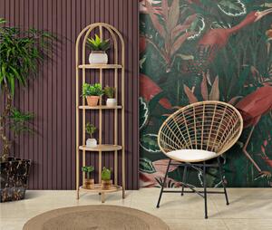Libreria Angolare Rotonda in metallo con finiture in rattan PANAMA 40x28x150 cm Peso 8,5 kg design arrotondato e le linee morbide