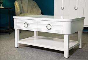 Tavolo da caff� rettangolare con 2 cassetti, SHINE, dimensioni 90x60x h 47 cm piano lavorazione semplice colore bianco