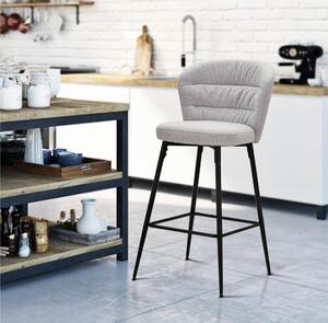 Sgabello Bar in metallo in tessuto imbottito anni 70 set 2 Sgabelli , LOSANNA dimensioni 52x59x h108 cm Seduta 78 cm - grigio